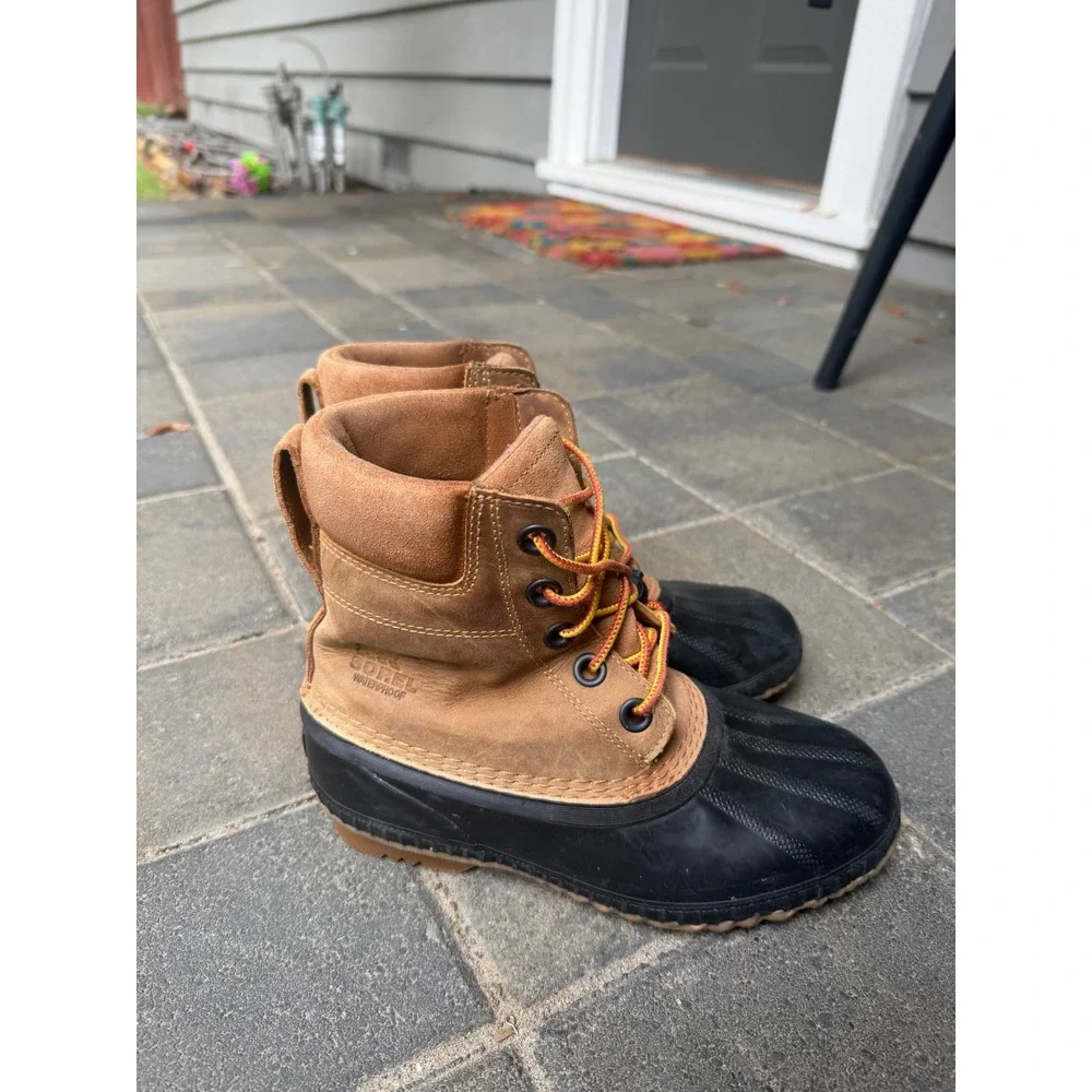 Sorel Youth Cheyenne Duck Boots Brown Leather Waterproof NY3961-286 Size 5